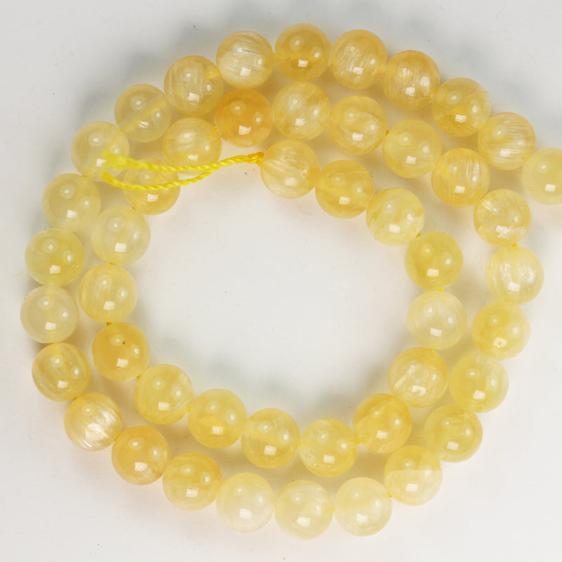 Natural Yellow Calcite, 8mm  round  gemstone,One full strand 50 beads , Gemstone beads, 16", 1mm hole