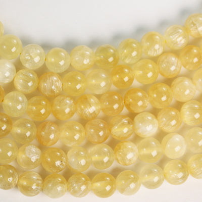 Natural Yellow Calcite, 8mm  round  gemstone,One full strand 50 beads , Gemstone beads, 16", 1mm hole