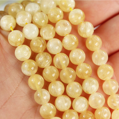 Natural Yellow Calcite, 8mm  round  gemstone,One full strand 50 beads , Gemstone beads, 16", 1mm hole