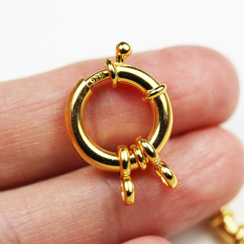 Gold Vermeil Style 1pc 15mm Springring 24k Gold Vermeil on 925Sterling silver jewellery findings,16mm Circle with 5mm ring