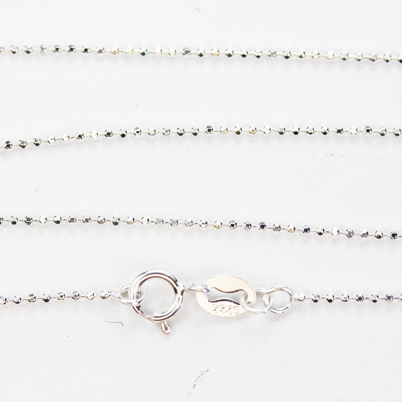 Chain Necklaces 1pc 16/18" 925 Sterling Silver  Ball Chain/Bead Chain Jewellery Necklace,1 mm chain, 16/18Inches, 5mm Ring clasp