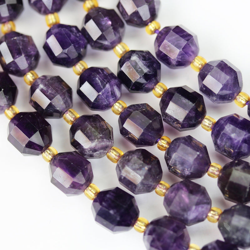 Natural Amethyst Beads, 8*7.5mm Faceted Oval Beads Gemstone, One full strand , about36beads, 1mm hole