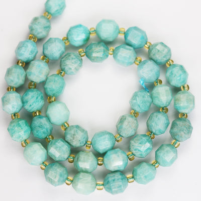 Natural Amazonite Beads, 8*7.5mm Faceted Oval Beads Gemstone, 15.5inch , about36beads, 1mm hole -GEM3381