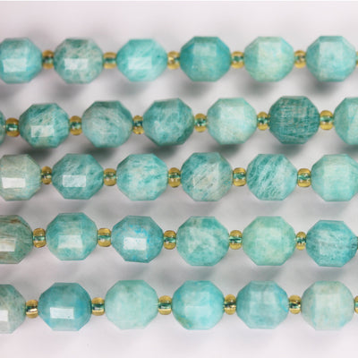 Natural Amazonite Beads, 8*7.5mm Faceted Oval Beads Gemstone, 15.5inch , about36beads, 1mm hole -GEM3381