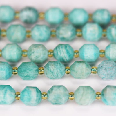 Natural Amazonite Beads, 8*7.5mm Faceted Oval Beads Gemstone, 15.5inch , about36beads, 1mm hole -GEM3381