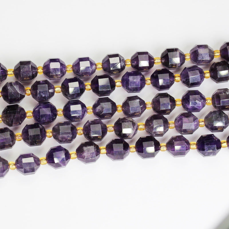 Natural Amethyst Beads, 8*7.5mm Faceted Oval Beads Gemstone, One full strand , about36beads, 1mm hole