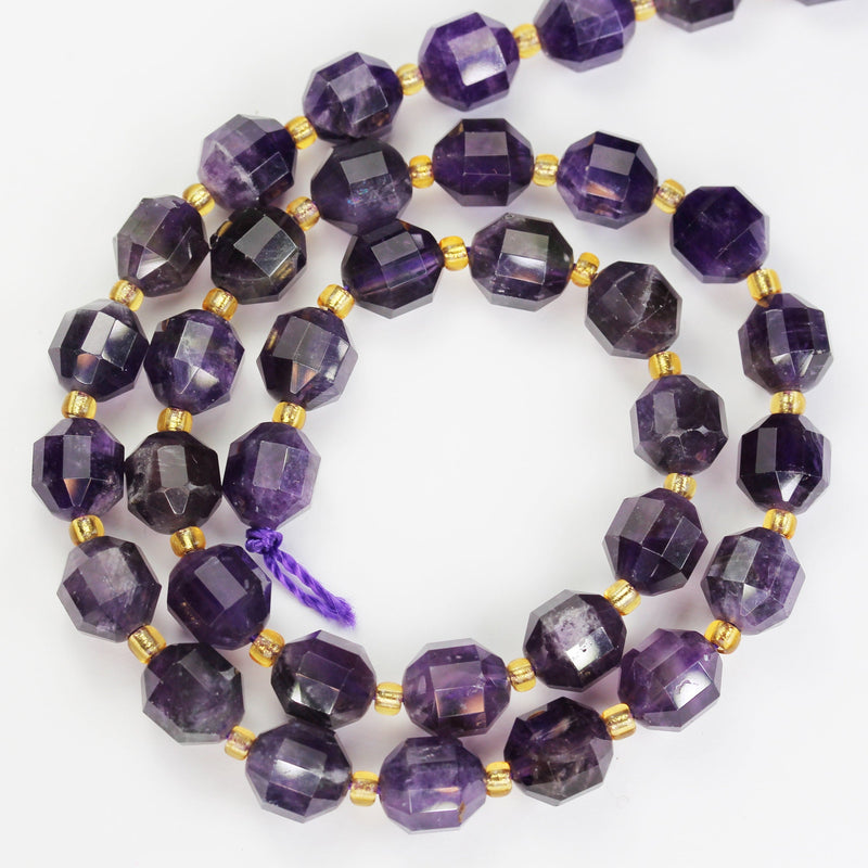 Natural Amethyst Beads, 8*7.5mm Faceted Oval Beads Gemstone, One full strand , about36beads, 1mm hole