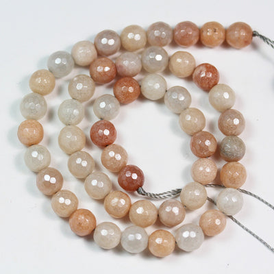 Pink Aventurine, 8mm Faceted Round, AB coated, Mystic Coated Gemstone Strand, hole 1mm,15.5 inch ,about 50beads