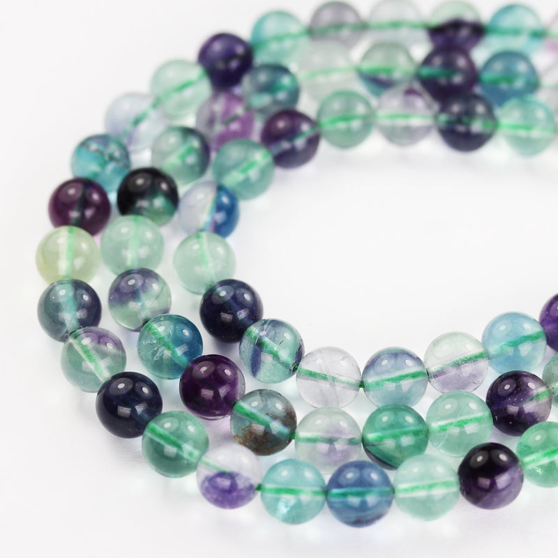 Grade A Natural Fluorite, 8mm Natural Round Gemstone Strand, 15.5inch , hole 1mm, about 50beads