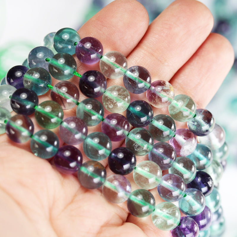 Grade A Natural Fluorite, 8mm Natural Round Gemstone Strand, 15.5inch , hole 1mm, about 50beads