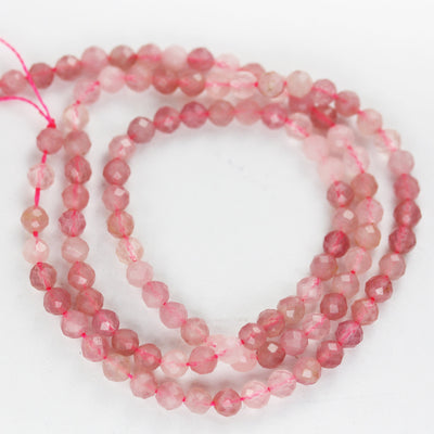 Natural Madagascar Rose Quartz Gemstone 3mm Faceted Round Strand, 15.5inch , about 100 beads,hole0.6mm