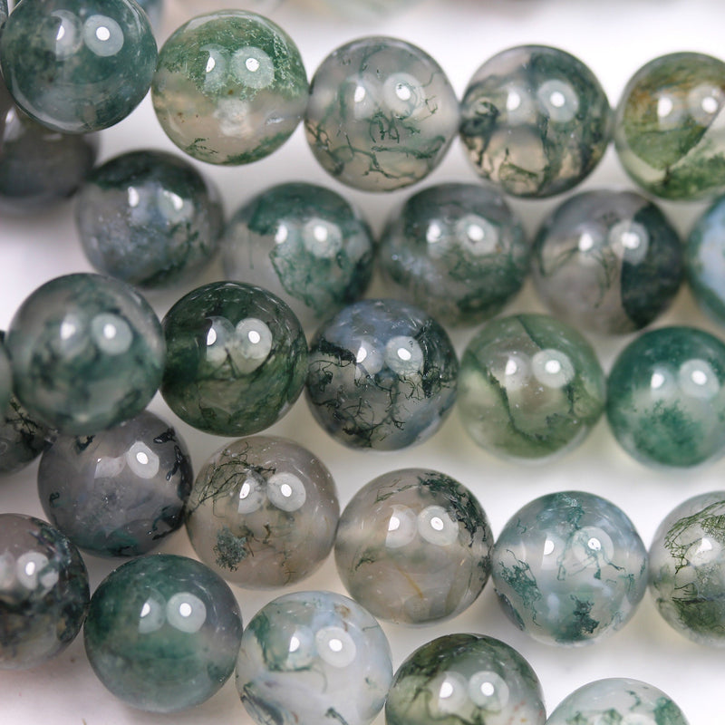 Natural GradeA Moss agate, 8mm round agate gemstone beads strand, 15.5inch, hole 1mm, 50 beads