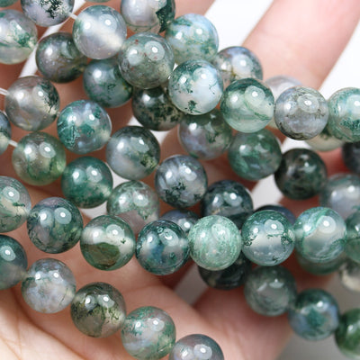 Natural GradeA Moss agate, 8mm round agate gemstone beads strand, 15.5inch, hole 1mm, 50 beads