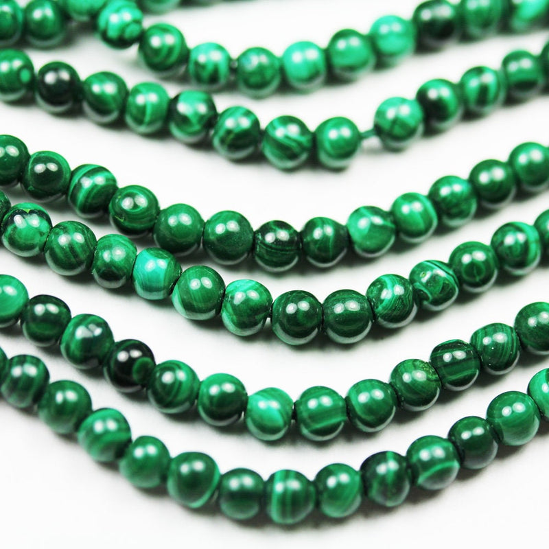 Natural Malachite gemstone beads, 4mm round, 15.5 inch, 0.6mm hole, About 110 beads