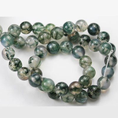 Natural GradeA Moss agate, 8mm round agate gemstone beads strand, 15.5inch, hole 1mm, 50 beads