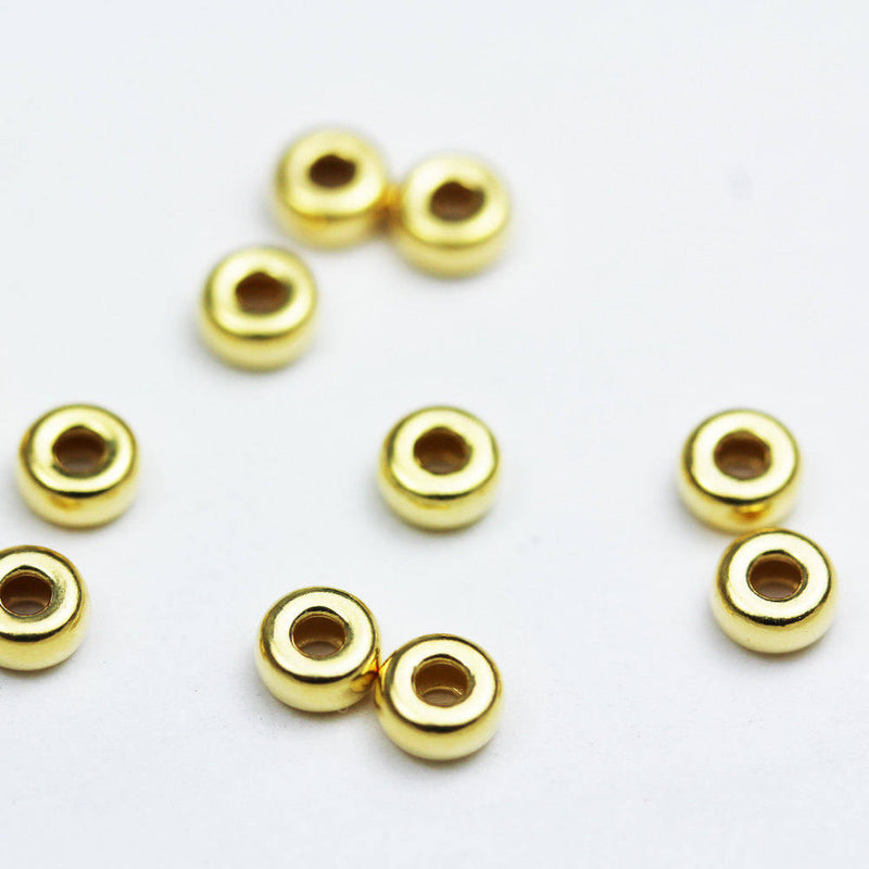 Gold Vermeil Style 30pcs 3MM 24K Gold  on sterling silver Jewellery Findings Rondelle Spacers,3mm diameter, 2mm thick, hole 1mm