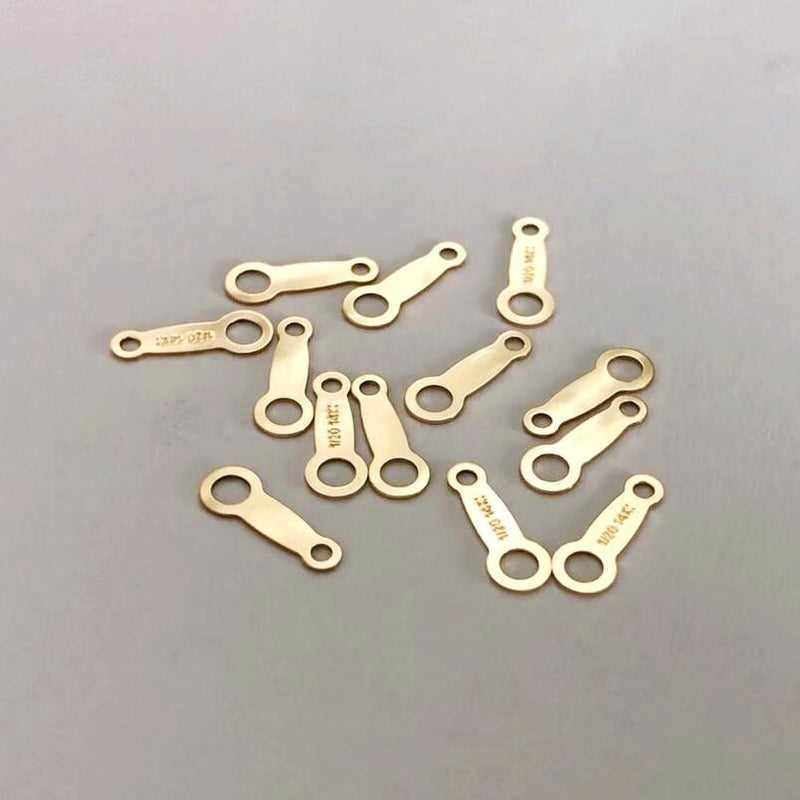 14K Gold Filled Clasp Tab/Chain Tab  10pcs Jewelry Making Findings  For Ends , 8*3mm,1.8mm and 0.9mm hole