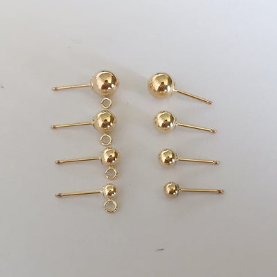 Earring findings 1 pair 14K Gold Filled Jewellery Making Findings Earstud Earring Post , 3mm / 4mm Ball