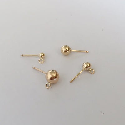 Earring findings 1 pair 14K Gold Filled Jewellery Making Findings Earstud Earring Post , 3mm / 4mm Ball