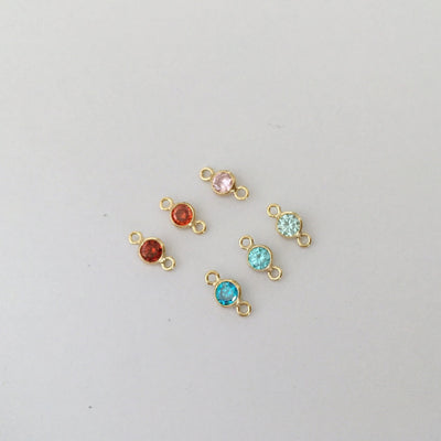 14K Gold Filled 2pcs Jewellery Making Findings Connector Beads, 3mm Cubic Zirconia, with Double Ring 0.5*2mm,1mm hole