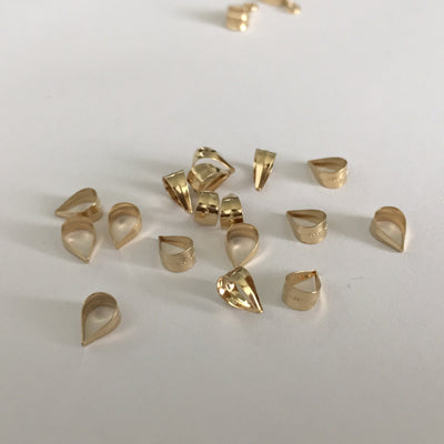 14K Gold Filled Pendant Bail 5pcs 4*5.8mm Jewellery Findings Closed Teardrop Shaped Bails,3.5*2.5mm inner wide