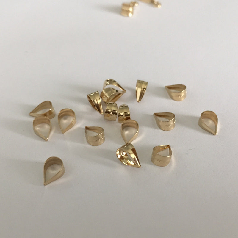 14K Gold Filled Pendant Bail 5pcs 4*5.8mm Jewellery Findings Closed Teardrop Shaped Bails,3.5*2.5mm inner wide