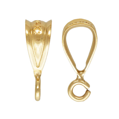 14K Gold Filled Pendant Bail 2pcs 4*9.5mm Jewellery Findings Teardrop Shaped Bails,4.5*3mm inner wide, 3mm Open Ring,  22Gauge Ring