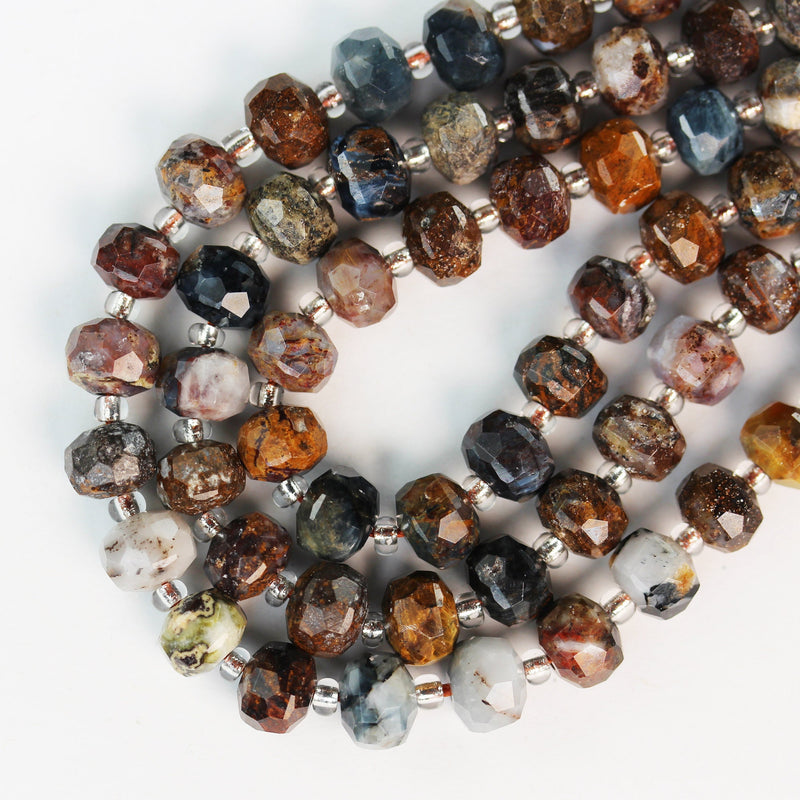 Genuine 6*8mm african pietersite gemstone,faceted rondelle gemstone with spacer, about 24pcs beads , 1mm hole, 7.5"