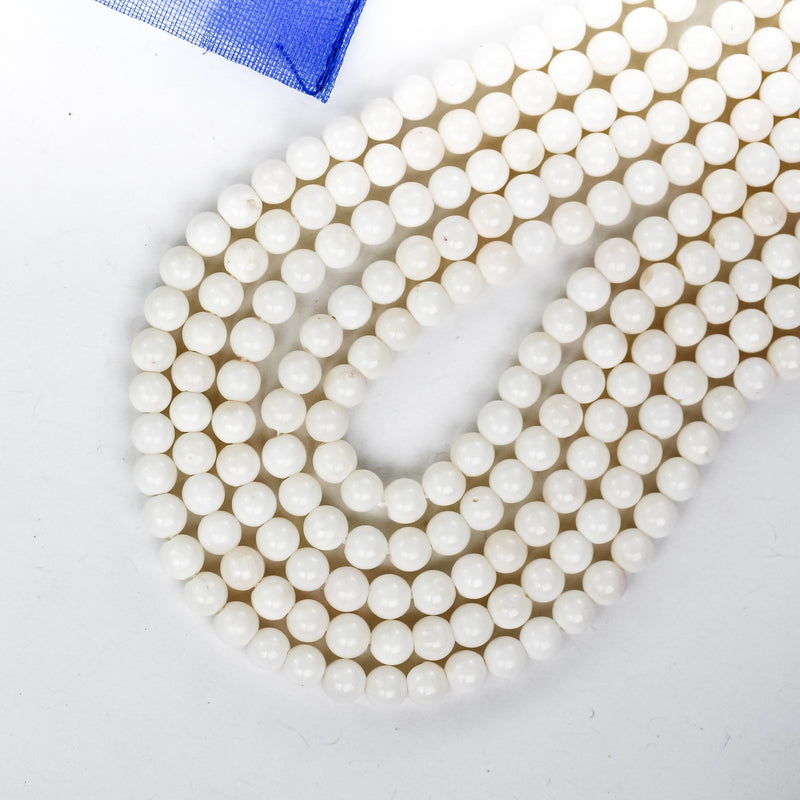 White Coral, 4mm White Round Gemstone Strand, 15.5inch , about 115 beads , 0.8mm hole