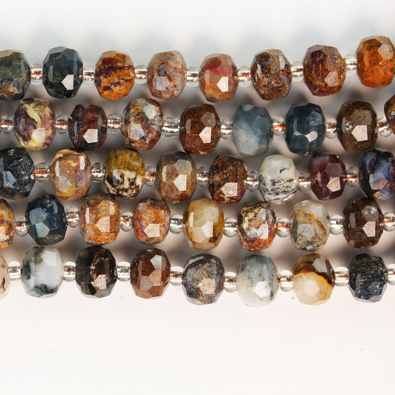 Genuine 6*8mm african pietersite gemstone,faceted rondelle gemstone with spacer, about 24pcs beads , 1mm hole, 7.5"