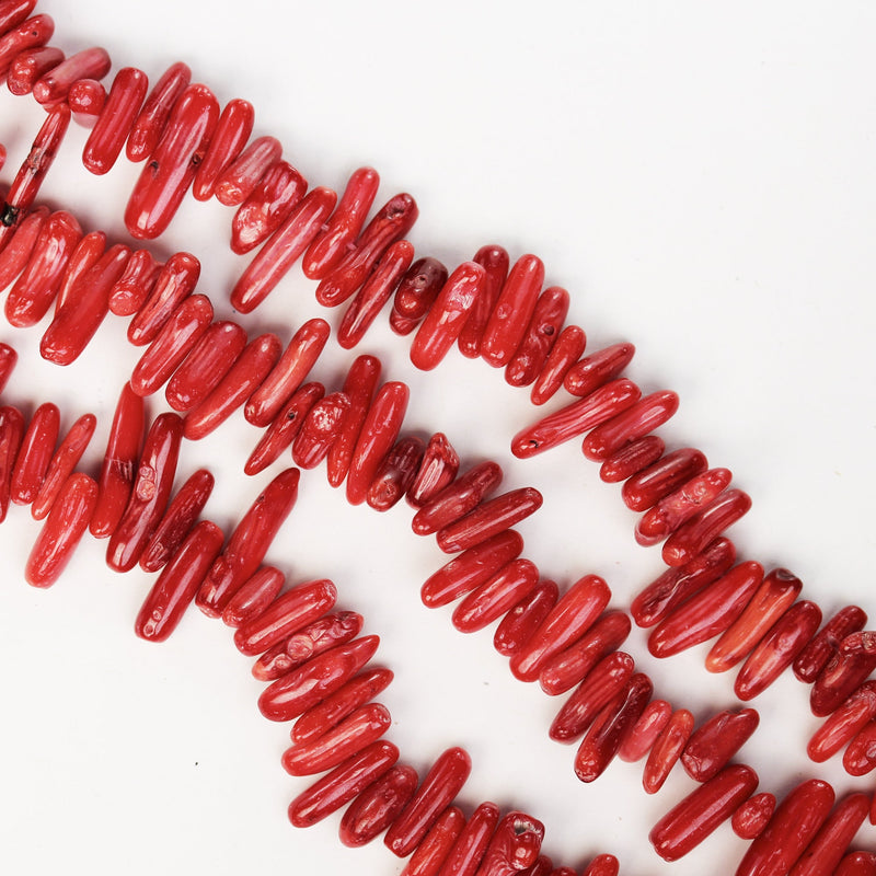 Red Coral chips,10-15mm Chips Gemstone, 16.5inch,4-6mm Thickness, 0.8mm hole