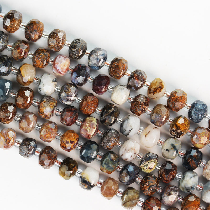 Genuine 6*8mm african pietersite gemstone,faceted rondelle gemstone with spacer, about 24pcs beads , 1mm hole, 7.5"