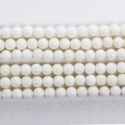 White Coral, 4mm White Round Gemstone Strand, 15.5inch , about 115 beads , 0.8mm hole