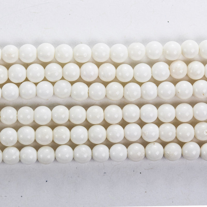 White Coral, 4mm White Round Gemstone Strand, 15.5inch , about 115 beads , 0.8mm hole