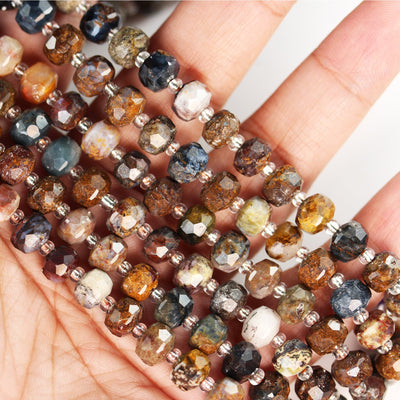 Genuine 6*8mm african pietersite gemstone,faceted rondelle gemstone with spacer, about 24pcs beads , 1mm hole, 7.5"