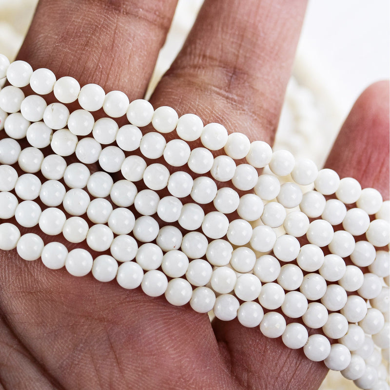 White Coral, 4mm White Round Gemstone Strand, 15.5inch , about 115 beads , 0.8mm hole