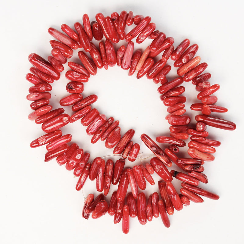 Red Coral chips,10-15mm Chips Gemstone, 16.5inch,4-6mm Thickness, 0.8mm hole