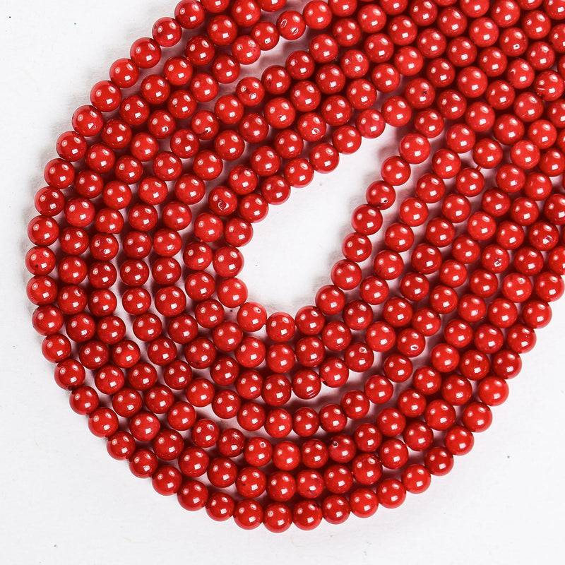 Red Coral, 3mm Red Round Gemstone Strand, 16inch , about 135 beads , 0.6mm hole