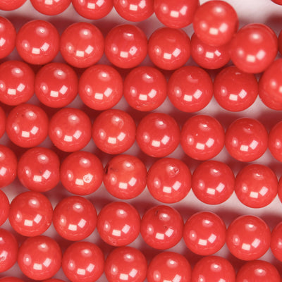 5.5mm red coral, round gemstone strand, 16.5inch , about 70 beads , 0.8mm hole