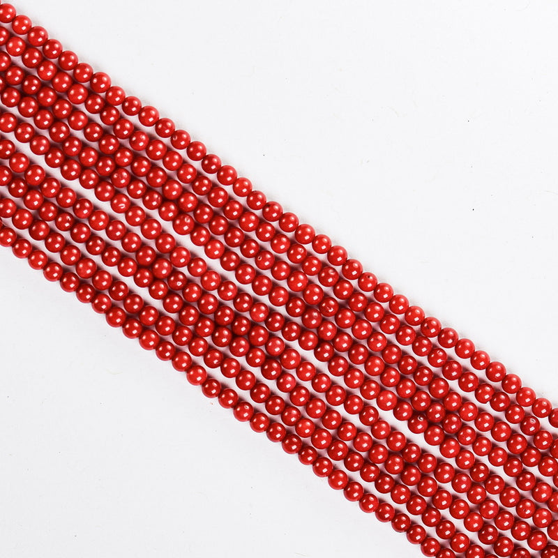 Red Coral, 3mm Red Round Gemstone Strand, 16inch , about 135 beads , 0.6mm hole