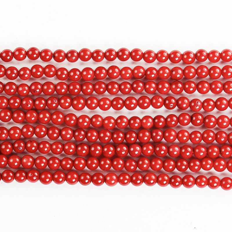 Red Coral, 3mm Red Round Gemstone Strand, 16inch , about 135 beads , 0.6mm hole