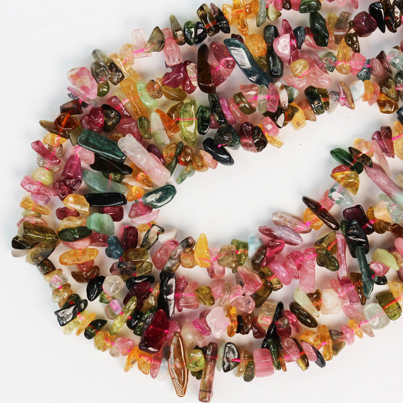 Tourmaline,6-10mm Natural nugget shape Gemstone Chips, One full strand , 15.5 inch , 0.8mm hole