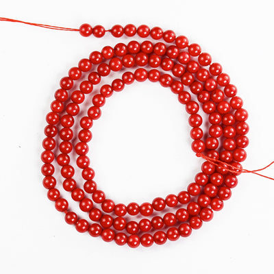 Red Coral, 3mm Red Round Gemstone Strand, 16inch , about 135 beads , 0.6mm hole