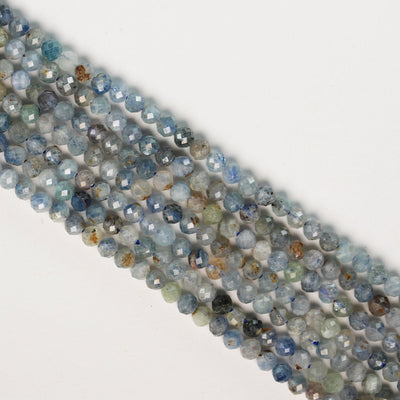 Natural kyanite, 4mm faceted round natural  gemstone beads, 15.5", 0.6mm hole, about 105 beads