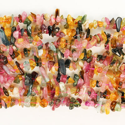 Tourmaline,6-10mm Natural nugget shape Gemstone Chips, One full strand , 15.5 inch , 0.8mm hole