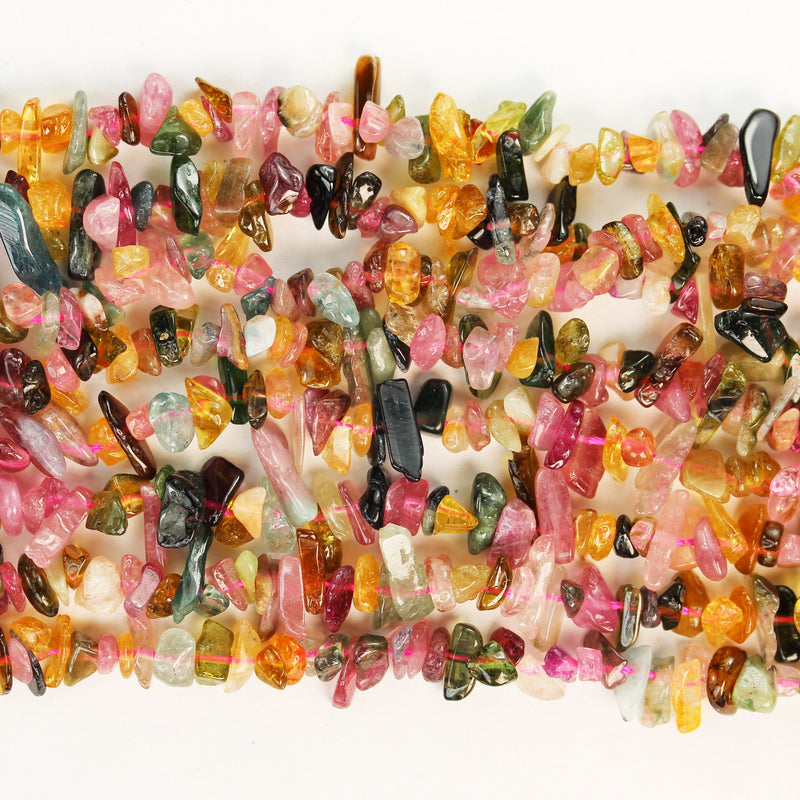 Tourmaline,6-10mm Natural nugget shape Gemstone Chips, One full strand , 15.5 inch , 0.8mm hole