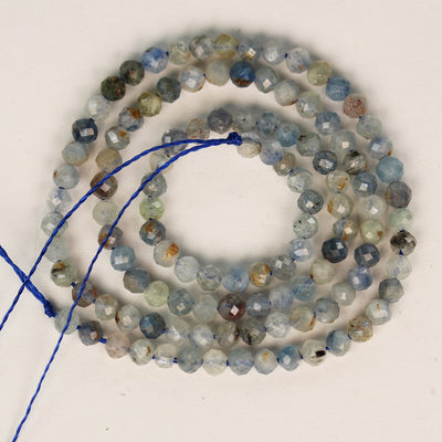 Natural kyanite, 4mm faceted round natural  gemstone beads, 15.5", 0.6mm hole, about 105 beads