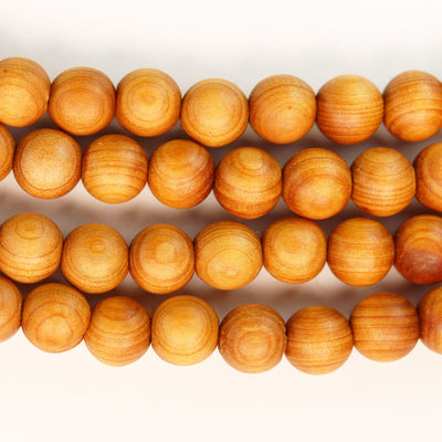 108pcs Natural Fragrant Cedar Wood Beads, Thuja Sutchuenensis, mala prayer beads necklace/bracelet, one full strand, 8mm round, 35 inches