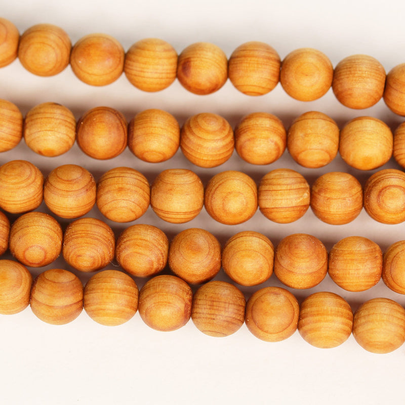 108pcs Natural Fragrant Cedar Wood Beads, Thuja Sutchuenensis, mala prayer beads necklace/bracelet, one full strand, 8mm round, 35 inches