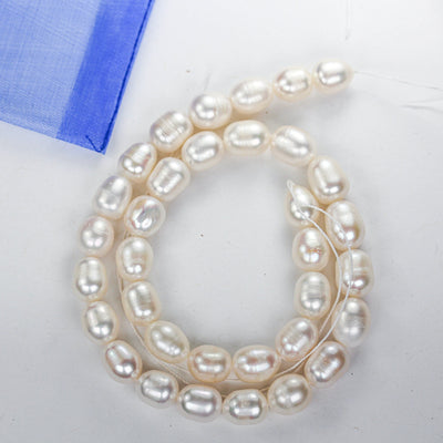 Freshwater pearl strand, white, 8*10mm potato shape, 14 inches, 0.8mm hole, about 34pcs pearl